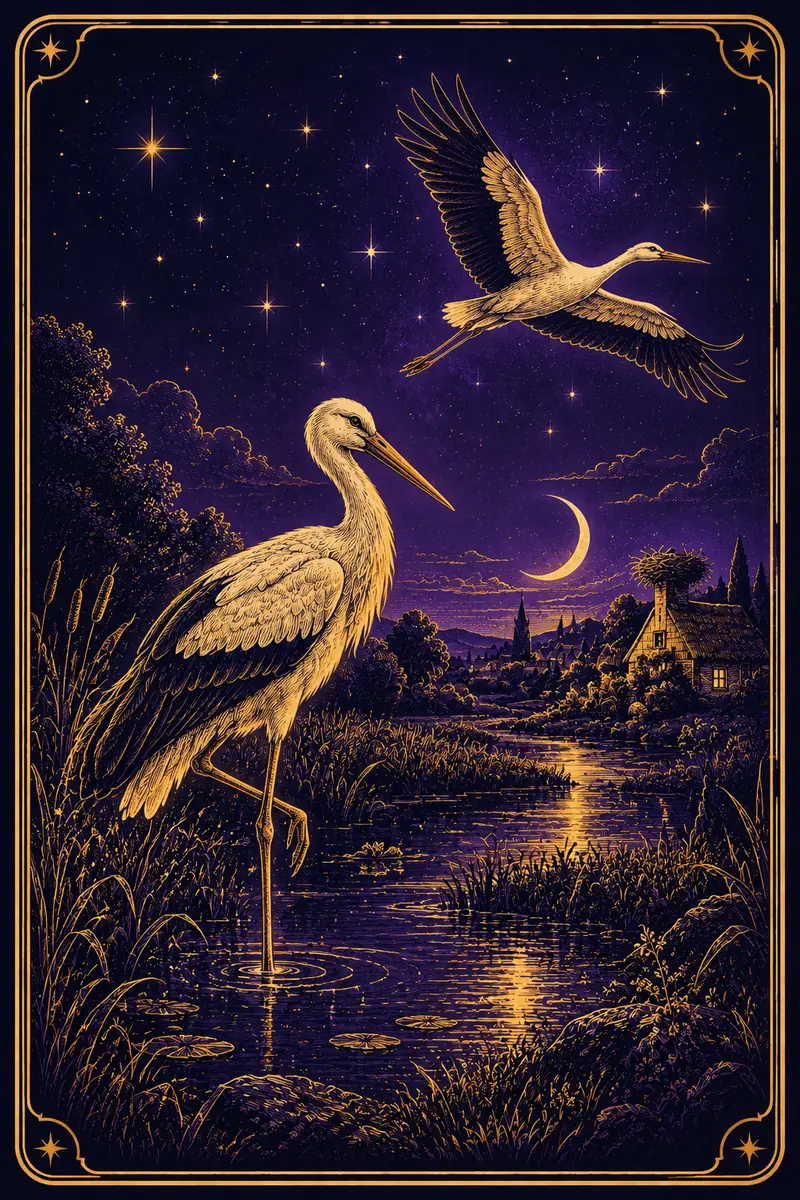 Ilustração da carta Cegonha