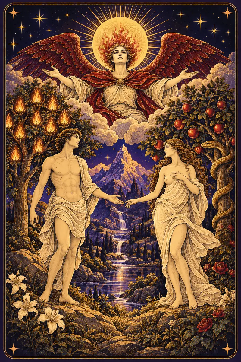 Ilustração da carta Os Enamorados